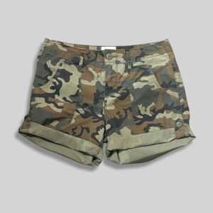 Sanctuary Camo Utility Wanderer Shorts Switchback Cuffed Rolled Hem Green W 25